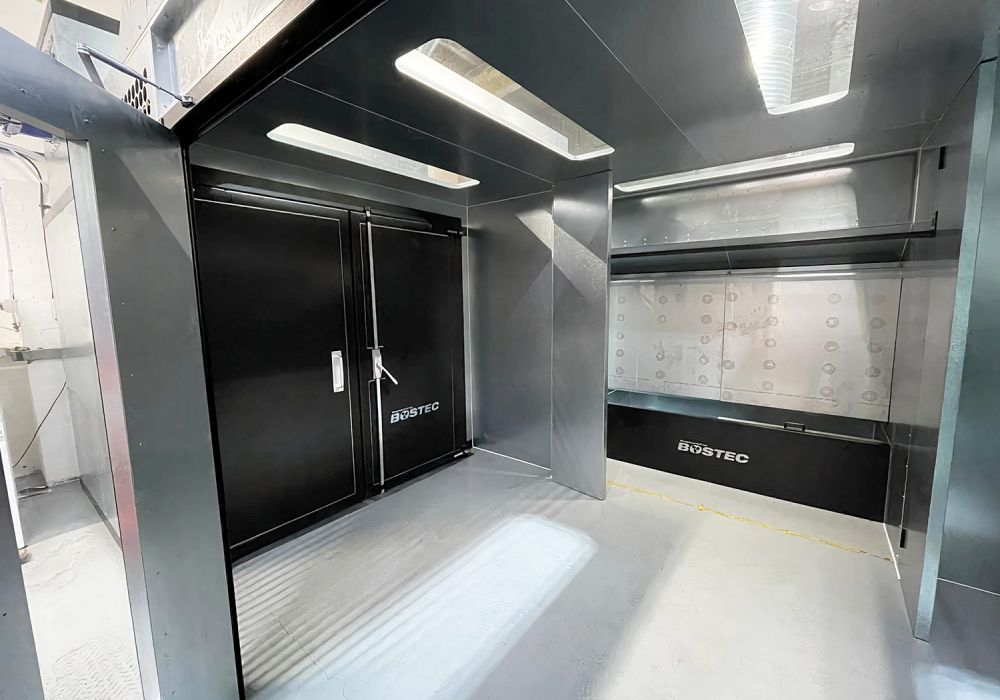Inside One of Our Spray Rooms with Box Oven