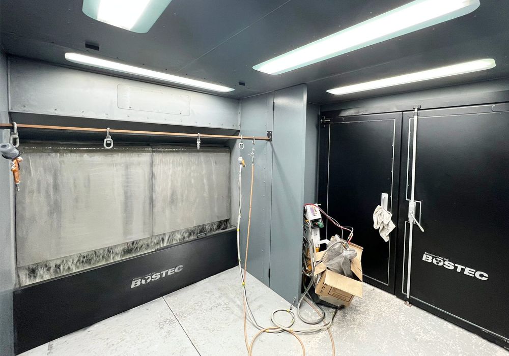 Powder Coating Room In Action with Gema Spray Gun